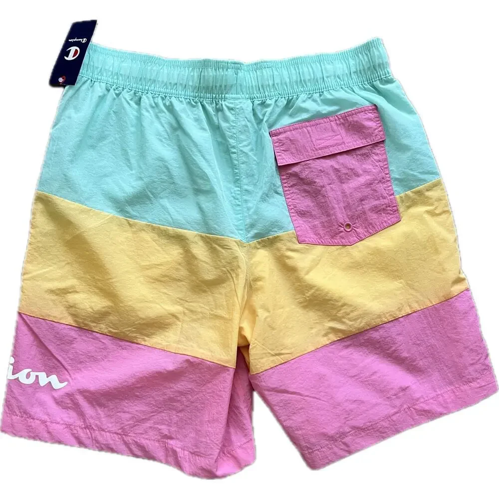 NWT Champion Colorblock Mint Men's Swim Shorts Trunks Board Beach Large 8